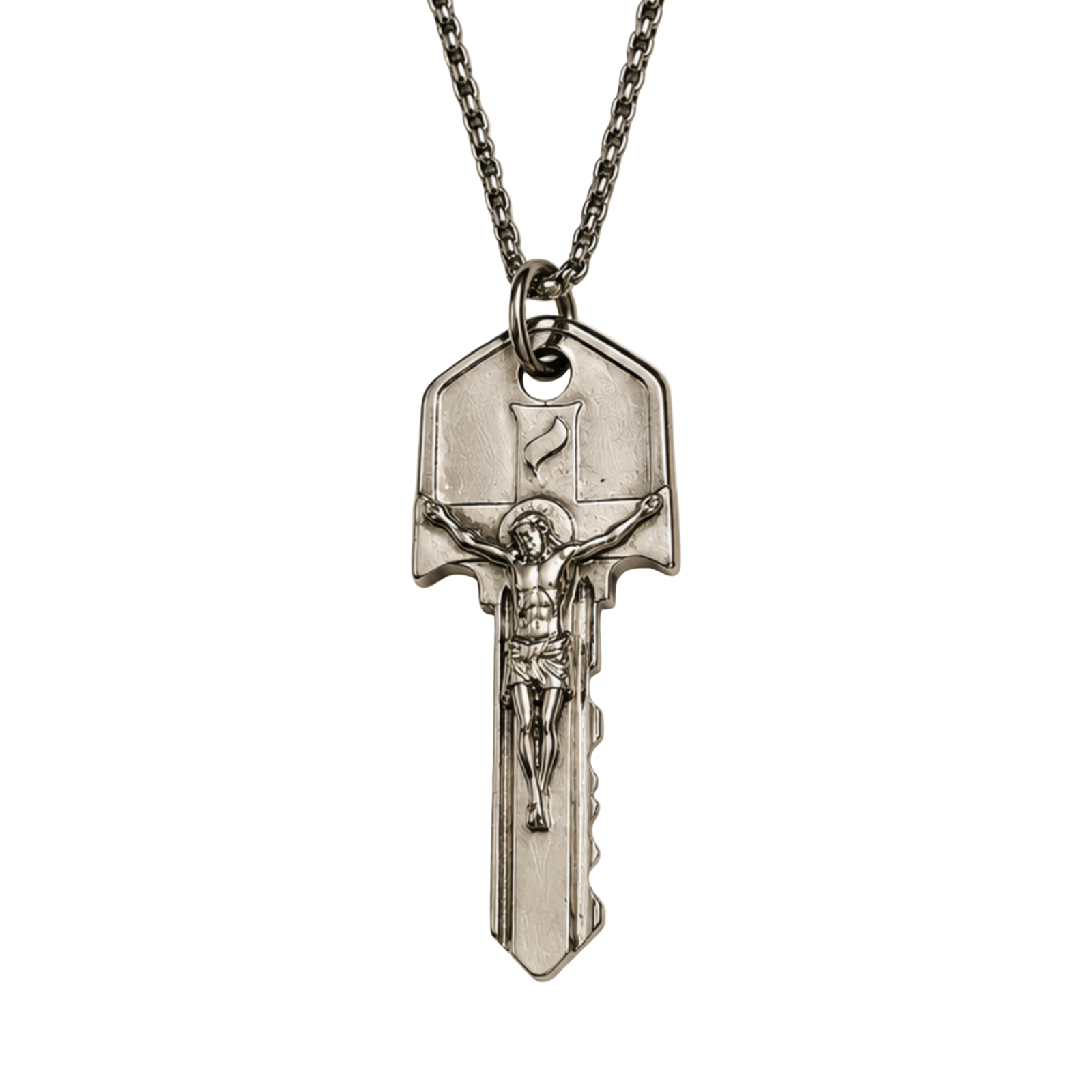 Christ is The Key Crucifix Key Necklace