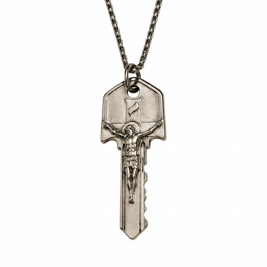 Christ is The Key Crucifix Key Necklace