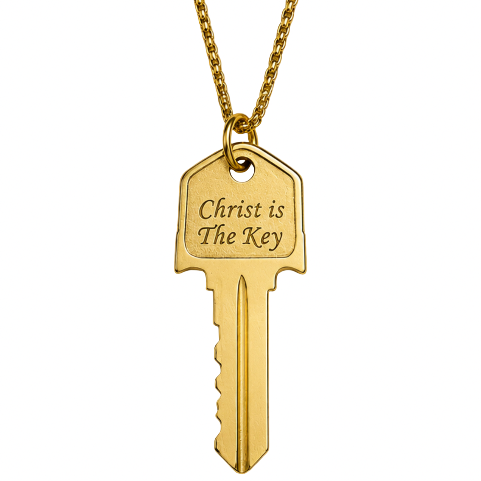 Christ is The Key Crucifix Key Necklace (Gold Tone)